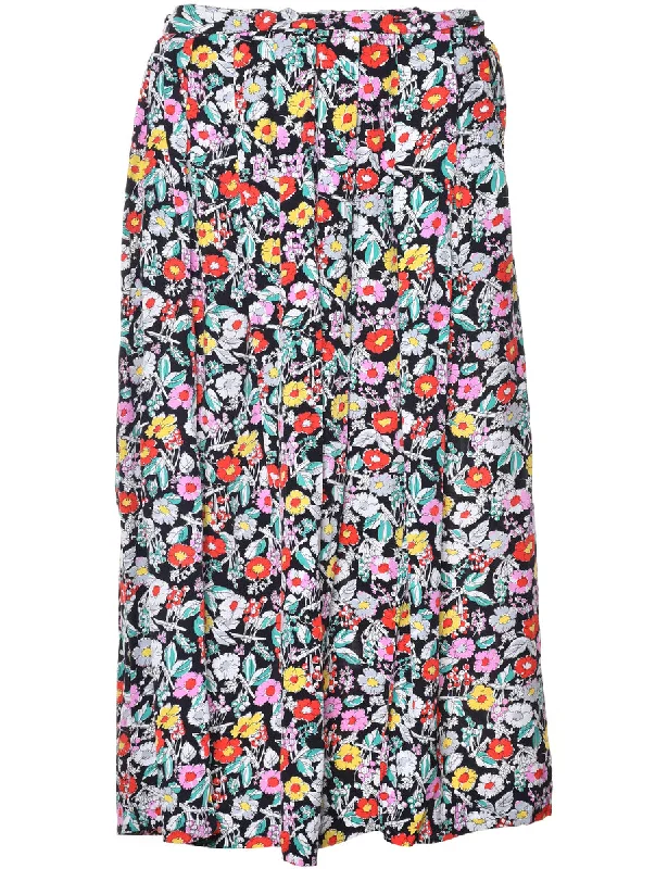 Floral Print Skirt - M