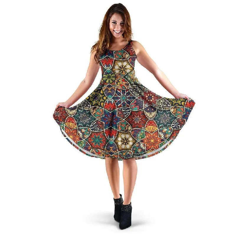 Pattern Print Patchwork Dress