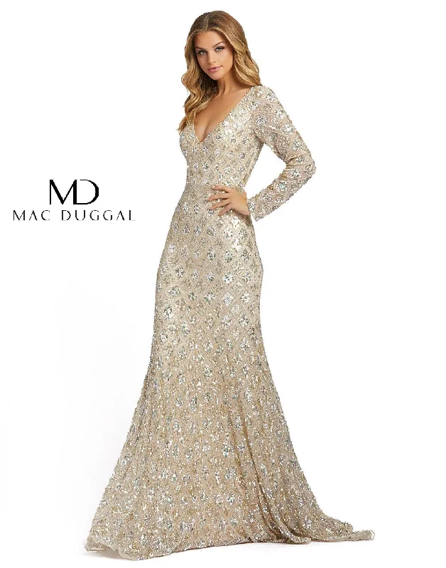 Mac Duggal Formal Long Sleeve Evening Sequins Dress